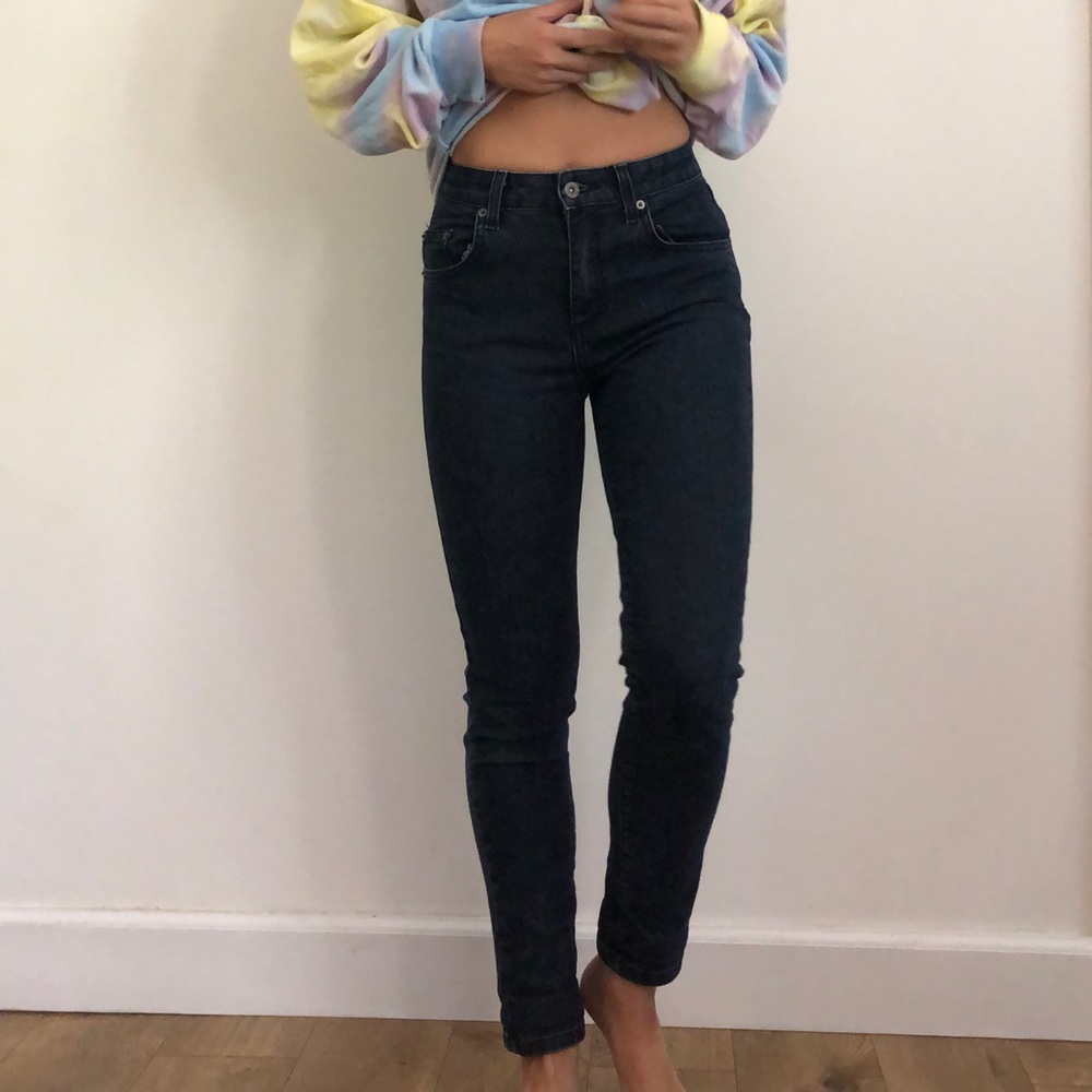 High rise LF Carmar dark blue crop jeans